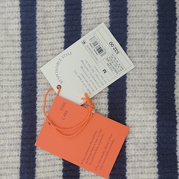 Knox Rose Women's Crewneck Ribbed Pullover Sweater navy/cream size M NWT - Picture 10 of 12